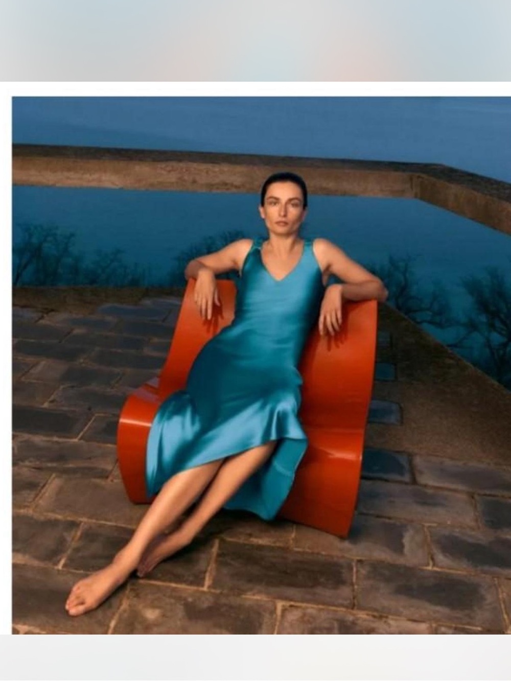 Zara Turquoise Satin Slip Midi dress